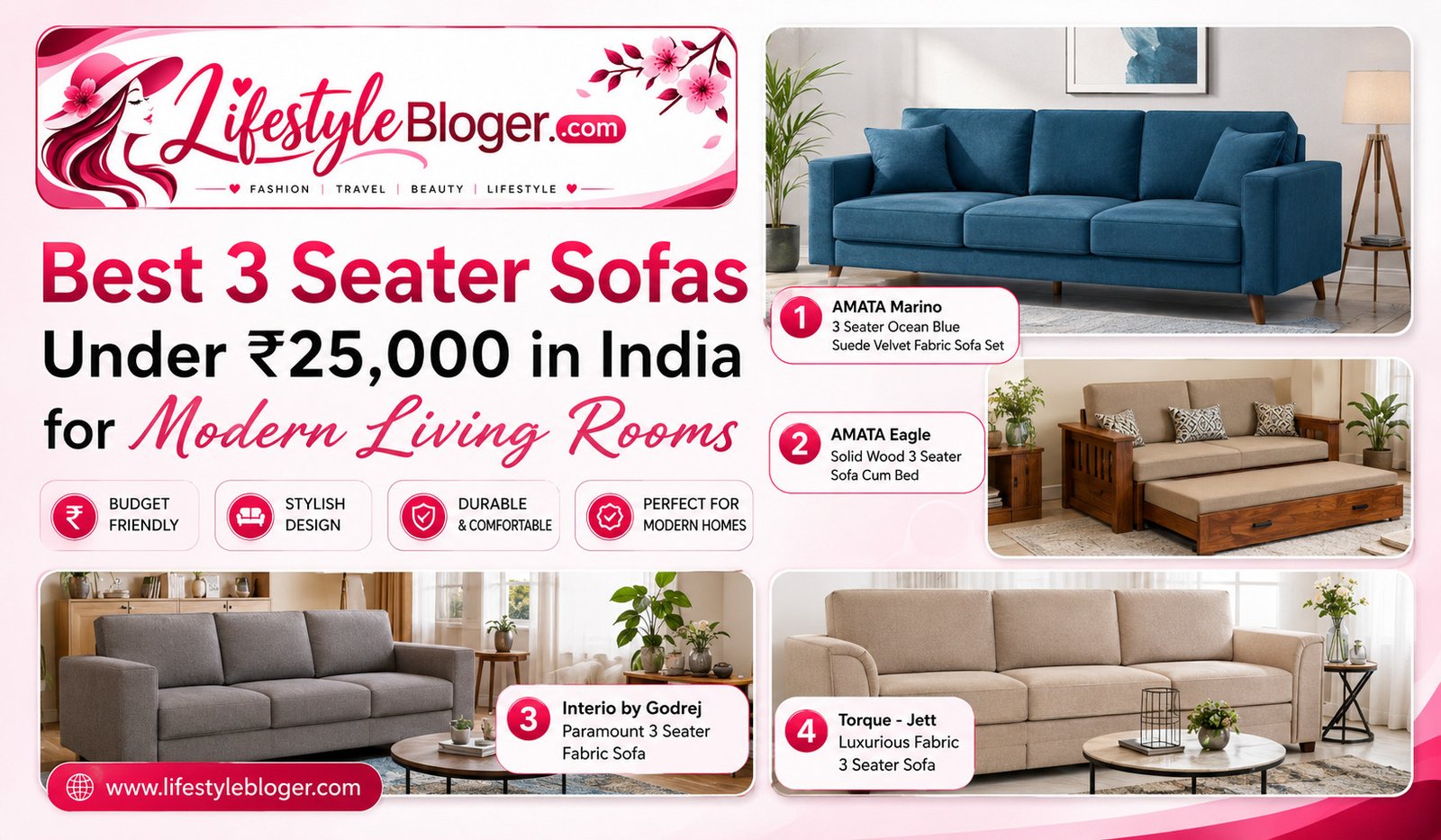 Best 3 Seater Sofas Under ₹25,000 in India for Modern Living Rooms