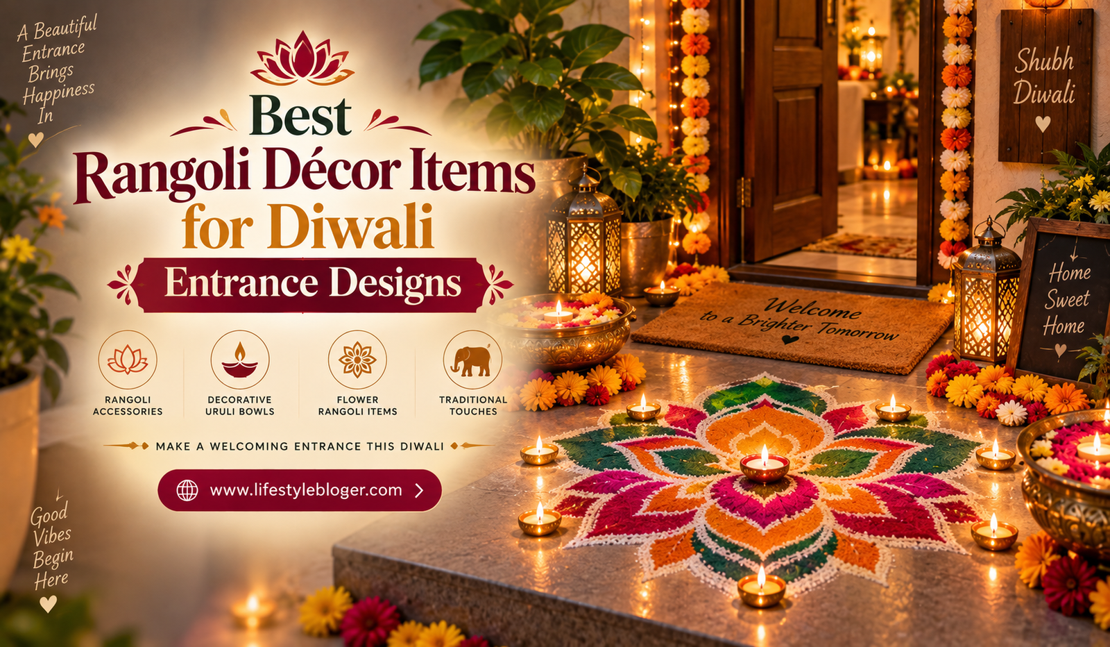 Best Rangoli Decor Items for Diwali Entrance Designs