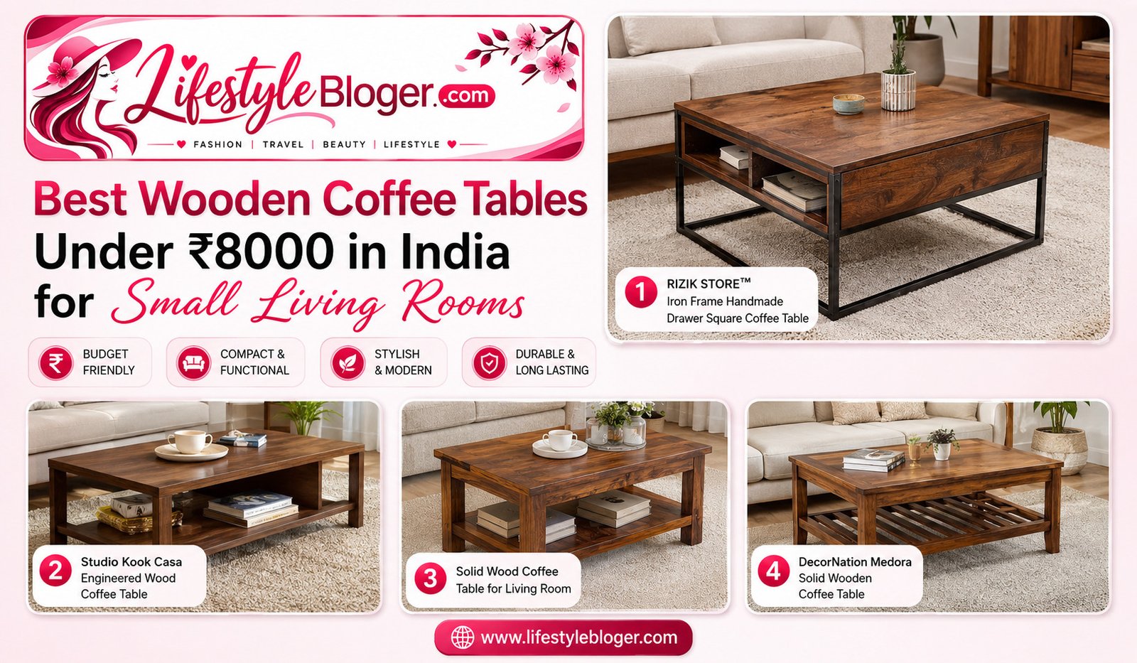 Best Wooden Coffee Tables Under 8000 in India for Small Living Rooms